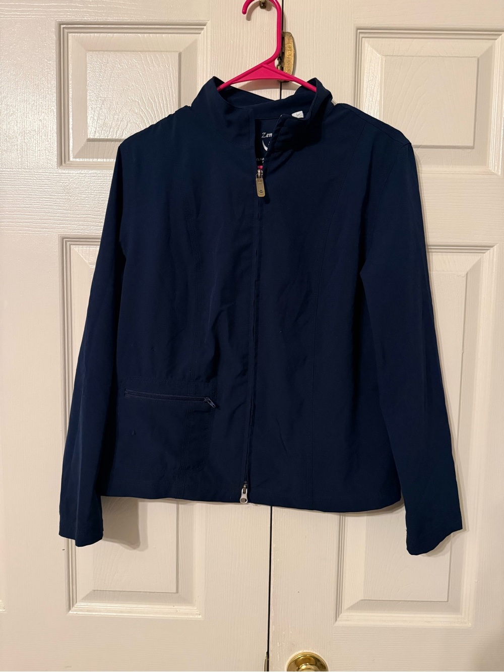 Chico's Navy Utility Zip Jacket